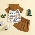 thumbnail image 6 of Baby Boy Outfits Boys Girls Short Sleeve Car Dinosaur Prints T Shirt Tops Shorts Kids Clothes Coffee 12 Months-18 Months, 6 of 6