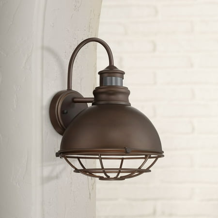 John Timberland Industrial Outdoor Wall Light Fixture Urban Barn John Timberland Industrial Outdoor Wall Light Fixture Urban Barn Oiled Bronze 14 Round Cage Motion Sensor For House Porch Patio Com