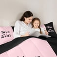 thumbnail image 5 of Homewish Romantic Valentine Twin Bedding Sets 7-Piece for Couple, Black Pink Splicing Bedding Comforter Set, Modern Simple Theme Reversible Sheet Sets, Microfiber Bedroom Decor, 5 of 8
