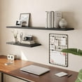 thumbnail image 2 of Floating Shelf Set of Wall Shelves in W x in D x in H Wooden Floating Wall Shelf with Invisible Brackets for Living Room/Bedroom/Bathroom/Kitchen Storage and Decor Walnut, 2 of 9