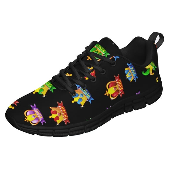 Poker Joker Print Shoes for Men Women Running Sneakers Breathable Casual Sport Tennis Shoes Black Size 3.5