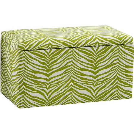 Upholstered Storage Bench, Zebra Green
