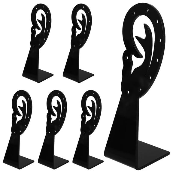 REOFLYUP 6Pcs Ear Shape Display Stand Jewelry Organizer Black Plastic for Women