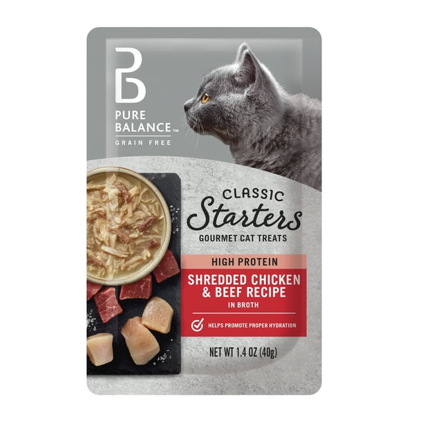 Pure Balance Gourmet Cat Treat Starters, Shredded Chicken & Beef in