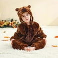 thumbnail image 4 of Riecok Rompers Baby Clothes Newborn Zip up Long Sleeve Printed Hooded Jumpsuit Cute Flannel Clothes Brown 19 Months, 4 of 8