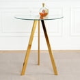 thumbnail image 2 of Modern Glass dining table, Clear Bar Table with Metal Legs, Round Tempered Glass Side Table with 31.5 Inch Table Top for Kitchen/Dining Room/Living Room, Gold, 2 of 9