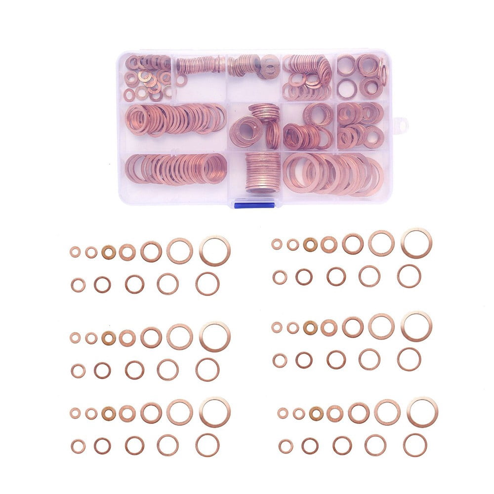 280pcs Set Car Drain Bolt Crush Washer Copper Oil Plug Gasket Seal Ring