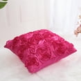 thumbnail image 3 of Unique Bargains 3D Flower Decorative Throw Pillow Cover 16" x 16" Fuchsia, 3 of 8