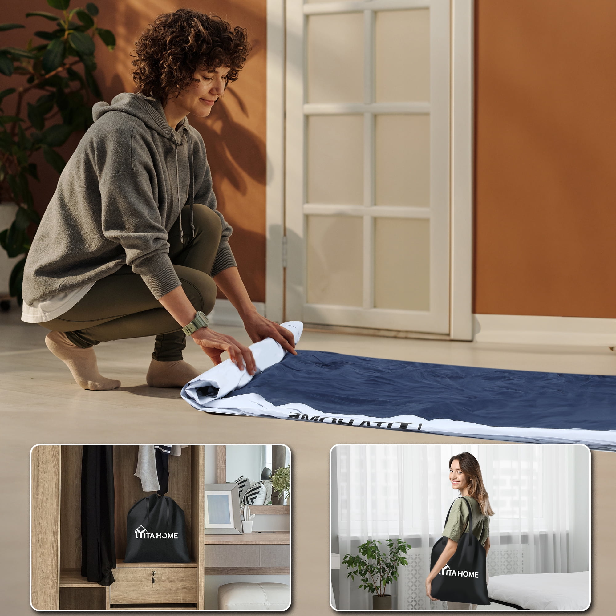 Uforic Queen Air Mattress with Fitted Sheet, 18" Elevated Inflatable Bed with Pump, Carry Bag & Repair Kit