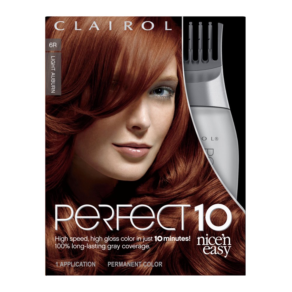 Clairol Nice'n Easy Perfect 10 Permanent Hair Color 6R Light Auburn, 1