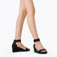 thumbnail image 4 of Dream Pairs Women's Open Toe Buckle Ankle Strap Platform Wedge Sandals BLACK Size 6.5, 4 of 7