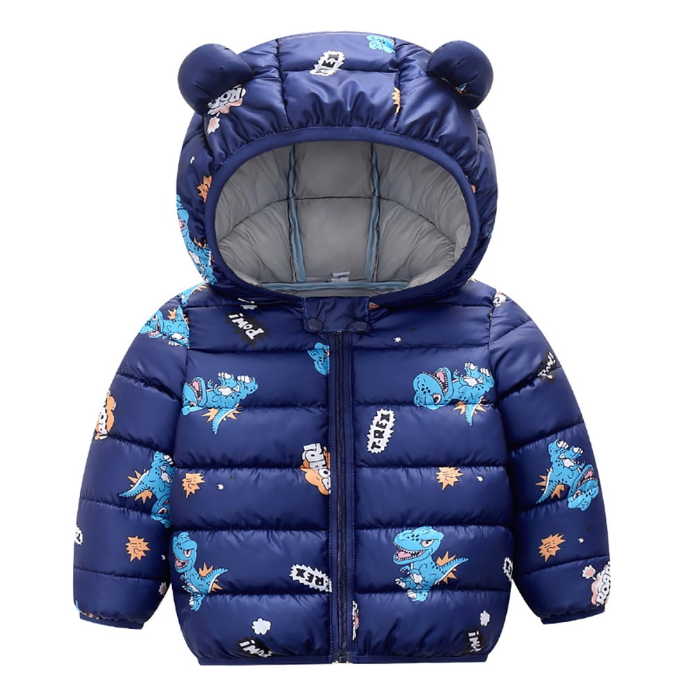 Kids Winter Coats Boys Girls Hooded Padded Down Jackets Toddler Printed Thicken Quilted Outerwear 