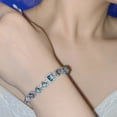 thumbnail image 1 of Diseño de pulsera con arreglo de topacio brillante Joyería de cristal rosa chapada en oro de 18 quilates para niñas (azul), 1 of 5