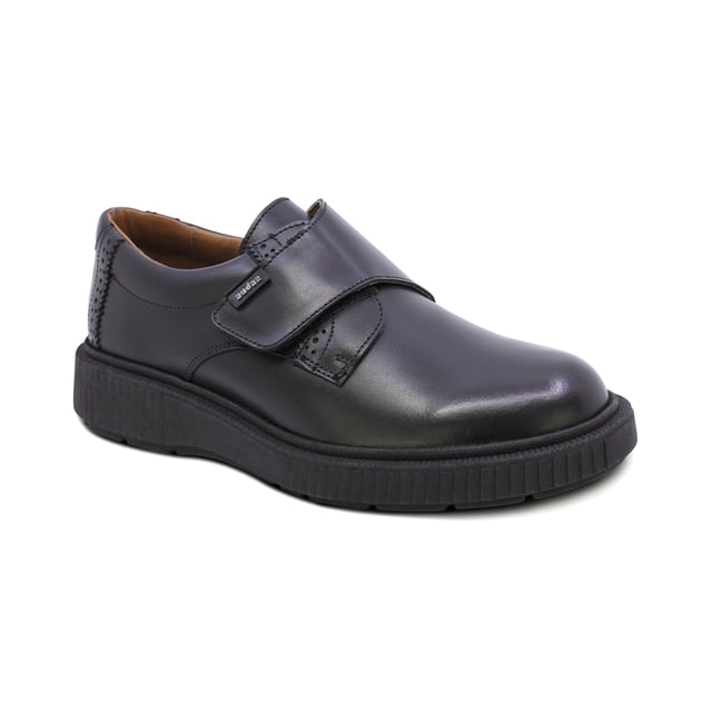 Zapato escolar Audaz para niño de piel en negro Igor con tira guresa de contacto