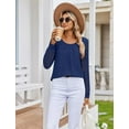 thumbnail image 3 of Weardear Women's Lace Long Sleeve Tops Crew Neck Pleated Tunic Top Business Work Dressy Blouses, 3 of 8