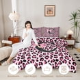 thumbnail image 3 of Manfei Pink Leopard Print Bow Letter C Twin Comforter Sets for Girls, Fashion Initial Bedding Set, Pink Reversible, 2-Piece, 3 of 6