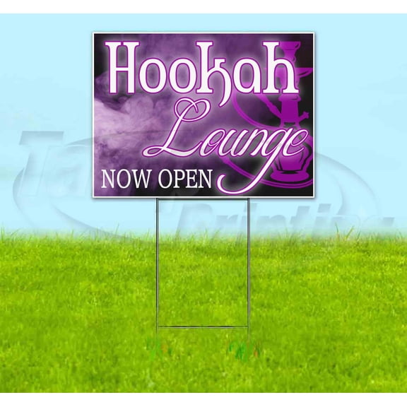 Hookah Lounge (18" x 24") Yard Sign, Includes Metal Step Stake