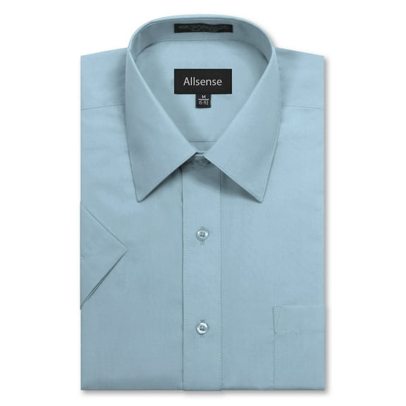 Allsense Men’s Regular-Fit Short-Sleeve Dress Shirt, Light Blue, 2X-Large