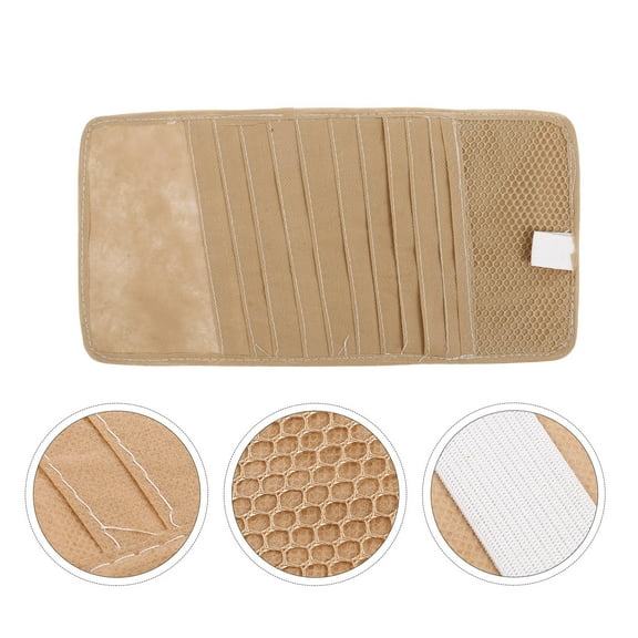 ADDHAT Beige Cloth Multifunctional Design Visor Organizer for Drivers 1Pcs
