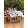 thumbnail image 4 of 60x102 Inch Outdoor Tablecloth with Umbrella Hole Zipper Rectangle Blue Red Flowers Rectangular Tablecloths Outside Waterproof Elegant Spring Floral Butterfly Watercolor Patio Table Cover for Picnic, 4 of 8