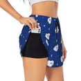thumbnail image 3 of Lsque Moon Lamb Printed Women's Running Shorts with Liner Pockets,Elastic Quick Dry Workout Athletic Gym Yoga Shorts,Womens High Waist Shorts-X-Large, 3 of 9
