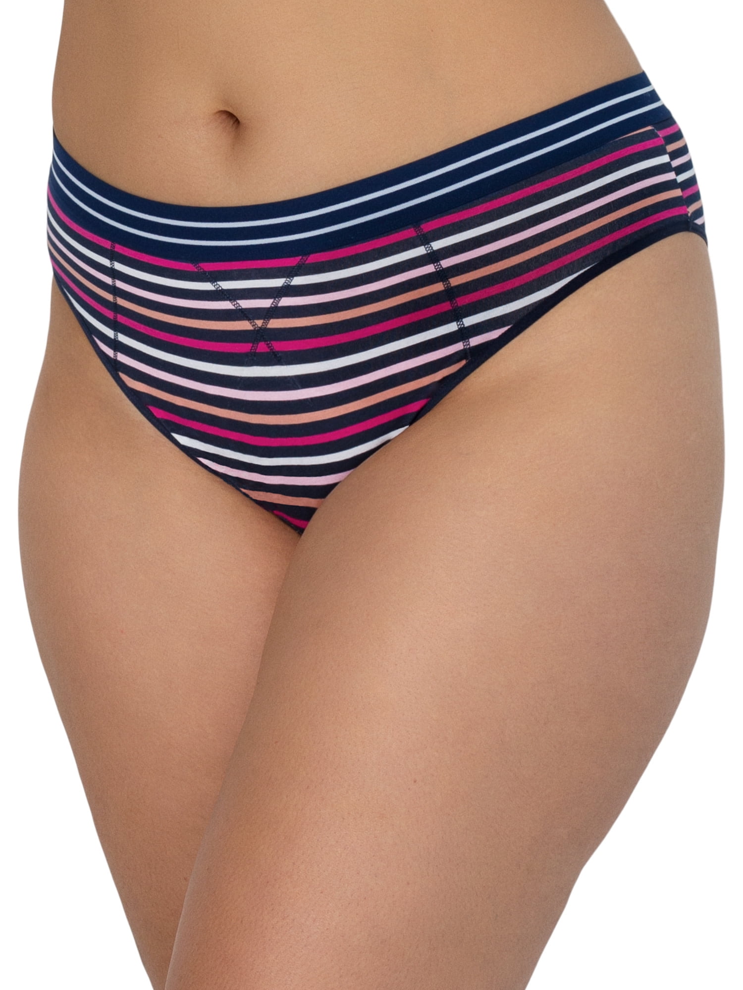 No Boundaries Striped Solid Print Everyday Cheeky High Waist Briefs Panty (Women's or Juniors) 4 Pack