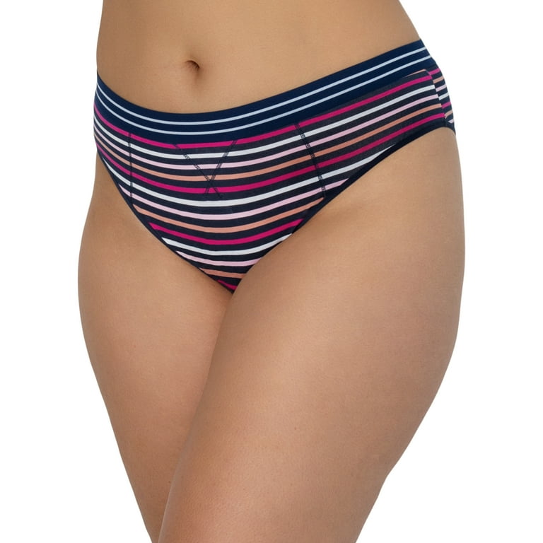 No Boundaries Striped Solid Print Everyday Cheeky High Waist Briefs Panty  (Women's or Juniors) 4 Pack 