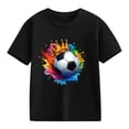thumbnail image 4 of ITSAME T-Shirts for Boys, Crewneck Short Sleeve Football Print Kids Fashion Casual Tops Black Size 7-8, 4 of 7