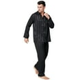 thumbnail image 3 of LONXU Men's Pajamas Long Sleeve Silk Satin Luxury Drawstring Nightwear Sets S - XXXXL, 3 of 5