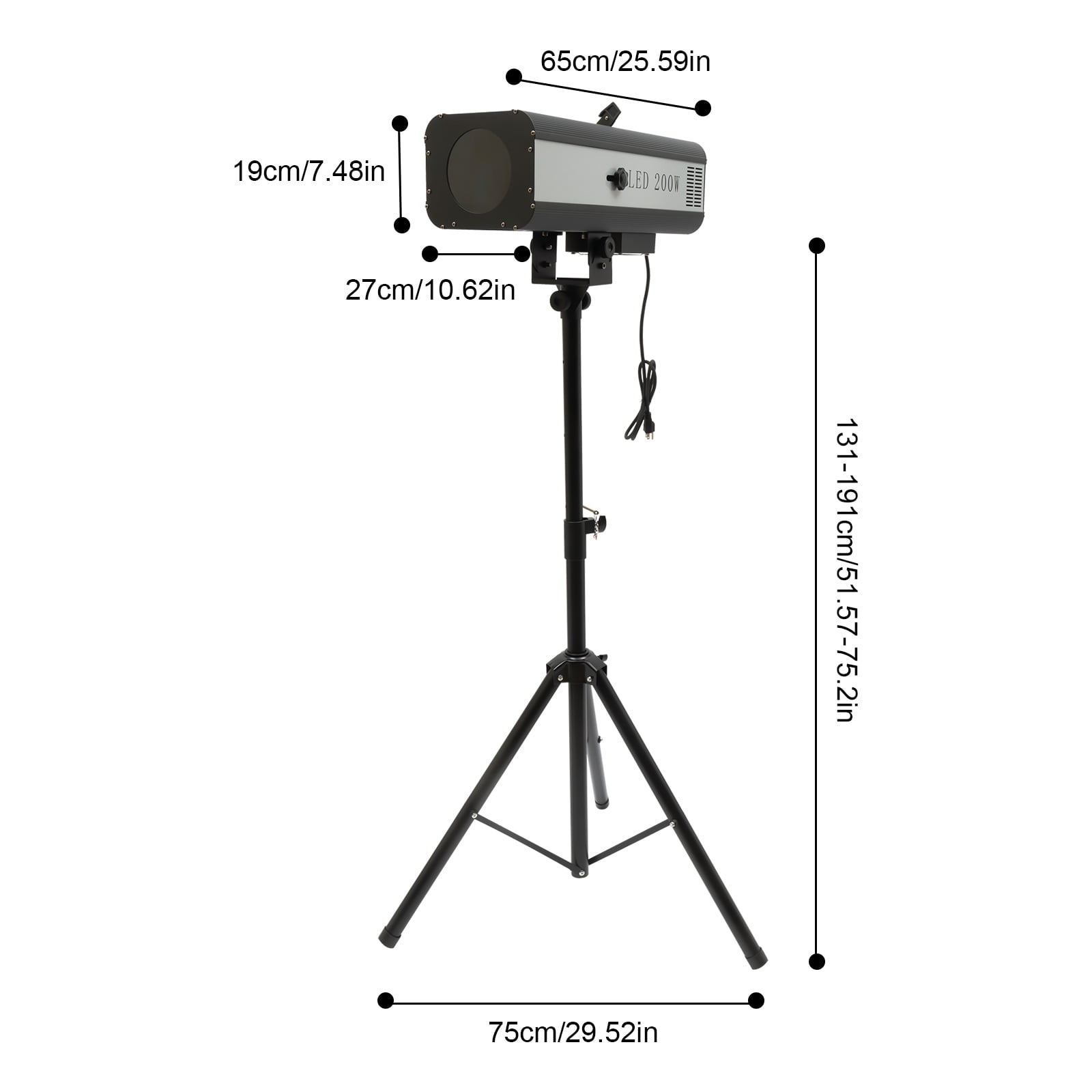 200W Follow Spot Light Rectangular Stage Spot Light Manual Control LED Stage Spotlight for Large Stages Theaters Outdoor Parties Bars Weddings
