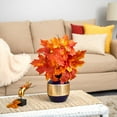 thumbnail image 3 of Nearly Natural 18" Autumn Maple Leaf Artificial Plant in Planter, Orange, 3 of 3