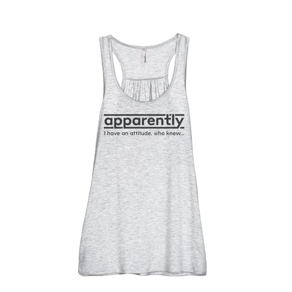 Apparently I Have An Attitude Who Knew Women's Fashion Sleeveless Flowy Racerback Workout Yoga Tank Top Sport Grey Medium