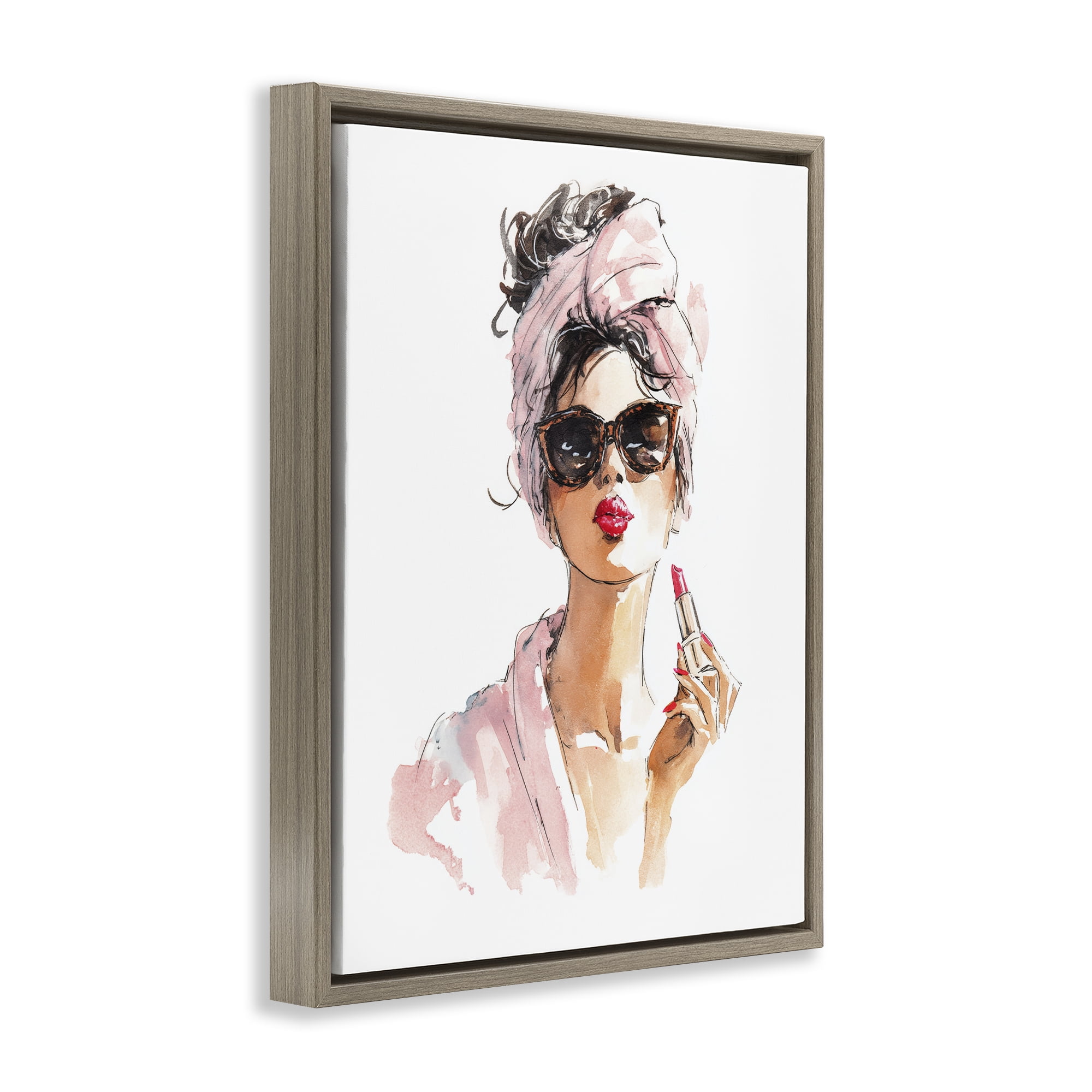 Stupell Industries Velour Secrets Lipstick Brown Framed Floater Canvas Wall Art, design by Svetlana Aleynikova