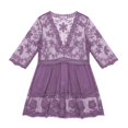 thumbnail image 5 of Hesxuno Women Swimsuit Cover Ups 3/4 Sleeve Swim Dress Lace Bathing Suit Cover Up Beach Boho Vacation Restro Beachwear Purple Free Size, 5 of 7