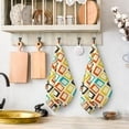 thumbnail image 2 of Mid Century Modern Kitchen Towel Decorative Set of 2, Absorbent Retro Dish Towels Teal Towels for Kitchen Bar Baking Drying Cleaning,Housewarming Gifts for Women, 2 of 5