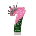 thumbnail image 1 of Party Decorations, Pink Birthday Number Candle, Sparkly Sequin Green Cake Toppers With Rhinestone Crown Design for Birthday Party Decorations Anniversary Wedding, Crown M Number 7, 1 of 6