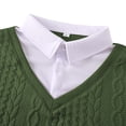 thumbnail image 4 of Ceisia Men's Regular-Fit Fake Two-Piece Cable-Knit V-Neck Sweater Multi-Solid Gift, 4 of 8