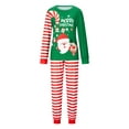 thumbnail image 2 of Elippeo Christmas Family Pajamas Matching Set Santa Claus Letter Print Long Sleeve Tops and Striped Pants Sleepwear, 2 of 10