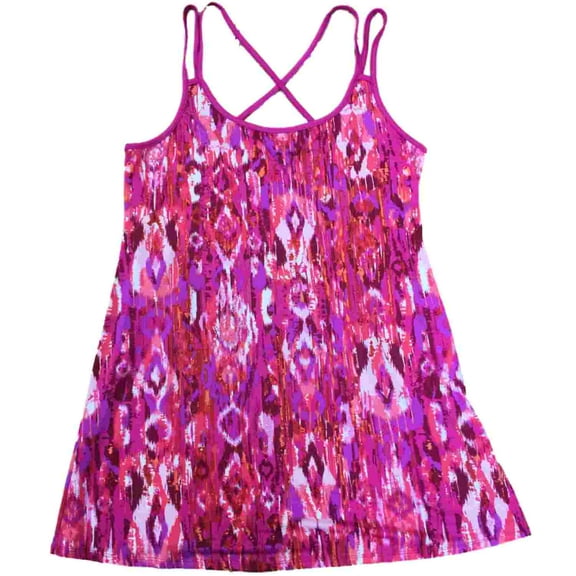 Womens Purple & Pink Leopard Print Tank Top Nightgown Watercolor Sleep Shirt M