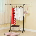 thumbnail image 3 of Trendix Garment Rack with Wheels, Single Rods Clothing Rack for Hanging Clothes, Height Adjustable, Load Capacity 15kg/33lbs Bedroom Clothes Rack, Black Laundry Drying Rack, 3 of 12