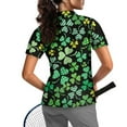 thumbnail image 2 of COEQINE Women 1/4 Zip Golf Shirts for St. Patrick's Day Lightweight Short Sleeve Golf Polo Tops Quick Dry Fit Moisture Wicking Sportswear Shamrock Paw Print and Stripes Print Tennis Shirts, L, 2 of 7
