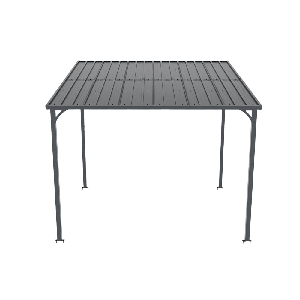 8' x 10' Outdoor Wall-Mounted Gazebo, Waterproof Metal Pergola Shelter, Heavy Duty Inclined Roof Patio Canopy for Garden Backyard