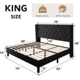 thumbnail image 2 of iPormis King Size Bed Frame with Diamond Button Tufted Wingback Headboard, Upholstered Platform Bed Frame with Strong Wood Slat Support, No Box Spring Needed,Black, 2 of 8