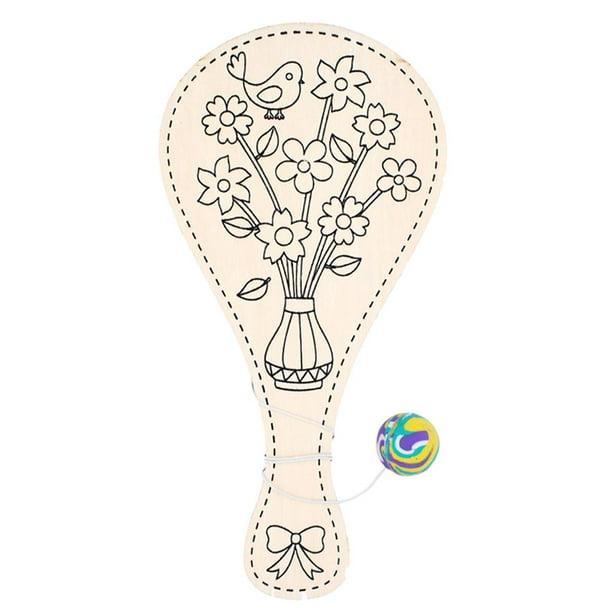 Juguetes de pintura de grafiti DIY Raqueta Juguete de madera para niños Pintura manual Pat Flor