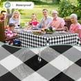 thumbnail image 2 of Rectangle Waterproof Vinyl Table Cloth, Buffalo Flannel Backed Tablecloth, Wipeable Plastic Table Cover for Dinner, Kitchen, Outdoor (60" x 84", Black and White), 2 of 8