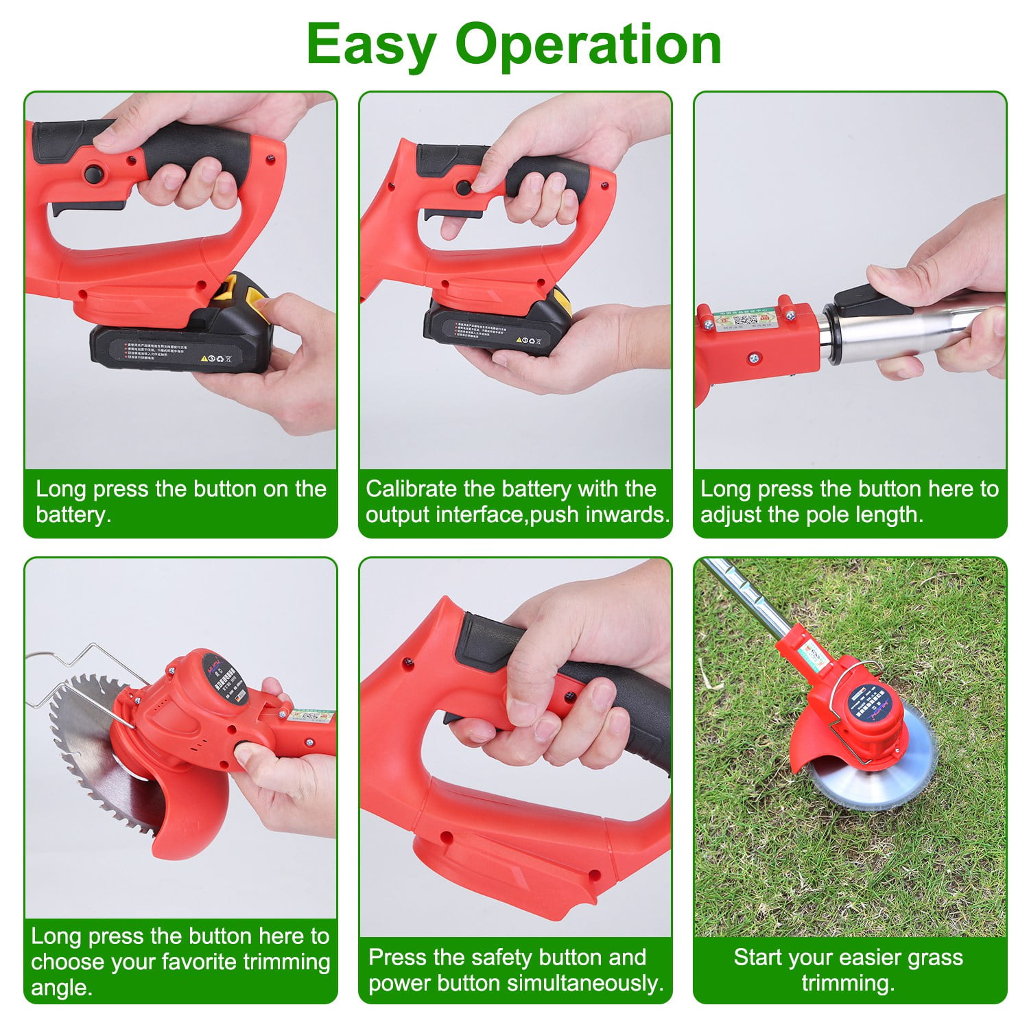 TeqHome 21V String Trimmer Cordless with 2x1.5Ah Battery and Charger Electric Weed Wacker 3 Cutting Blades Extendable Grass Trimmer for Lawn Garden Yard