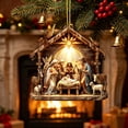thumbnail image 6 of House-Shaped Manger Nativity Acrylic Christmas Ornament, Sublimation Printed Religious Hanging Decor, Traditional Nativity Keepsake for Tree, Wall & Car, 3.15 in,H, 6 of 6