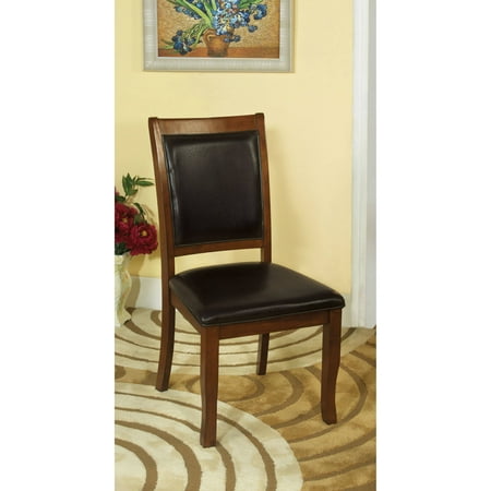 Cherry Finish Modular Guest Chair - Furniture of America Rowena Transitional Leatherette Dining Chair, Brown Cherry, 2pk