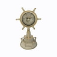thumbnail image 1 of White Distressed White Ship Wheel Metal Table Clock, 1 of 1