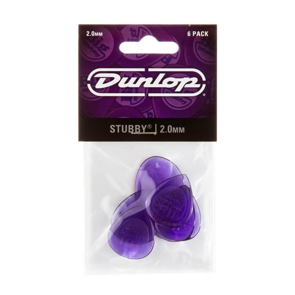 Dunlop Stubby Jazz Picks, Purple, 2.0mm Gauge, 6-Pack